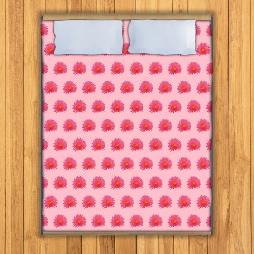 Pink Aptenia Flower Seamless Pattern on Duvet Cover