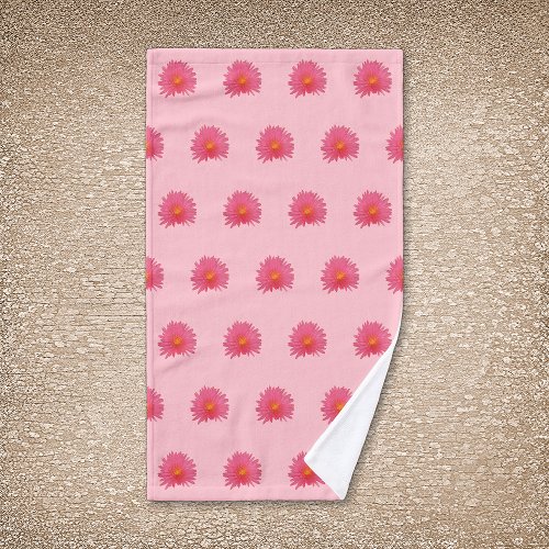 Pink Aptenia Flower Seamless Pattern on Hand Towel