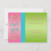 Pink, Aqua, and Lime Floral Reply Card (Back)