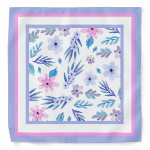 Pink, Aqua, and Purple Floral Bandana