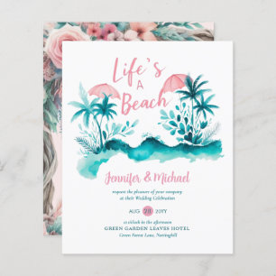 Pink Aqua Beach Floral Boho Spring Summer Wedding