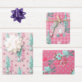 Rose Gold Glitter Pink White +Mauve Christmas Gift Wrapping Paper Sheets, Zazzle