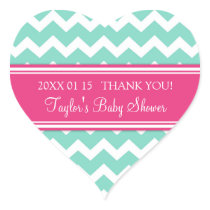 Pink Aqua Chevron Baby Shower Favor Stickers