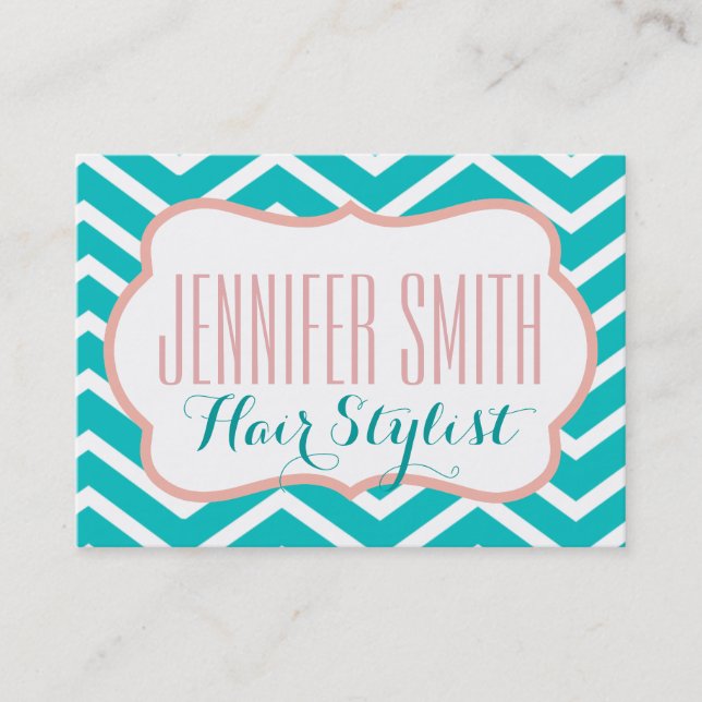 Pink Aqua Chevron Hairdresser Salon Appointment (Front)