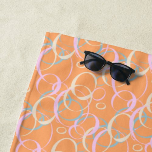 Pink Aqua Cream Pastel Bubbles on Orange Beach Towel