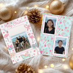 Pink & Aqua Flamingo Beach Christmas Photo Holiday Card<br><div class="desc">PreppyPrint.com - Celebrate Christmas in style! Add your personalized touch to these Christmas cards. Transfer this design onto the products of your choice too! Click the box under "Zazzle Logo" to remove the Zazzle logo from the back of the card. Please visit my designer store,  PreppyPrint.com,  for coordinating items.</div>