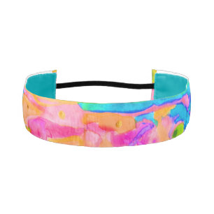 Pink Aqua Green Neon Abstract Non-Slip Headband