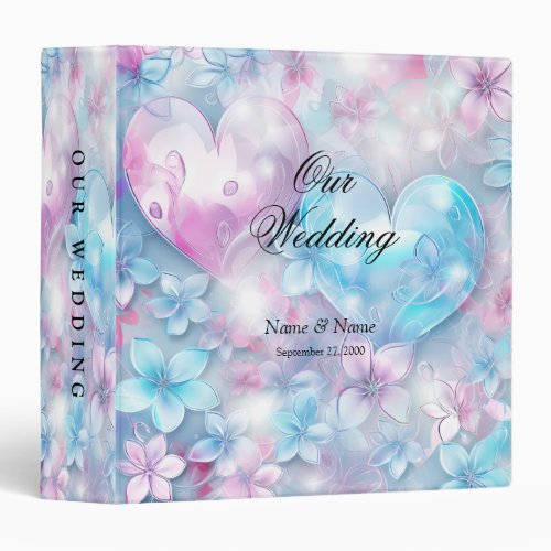 Pink Aqua Hearts and Flowers Album Binder