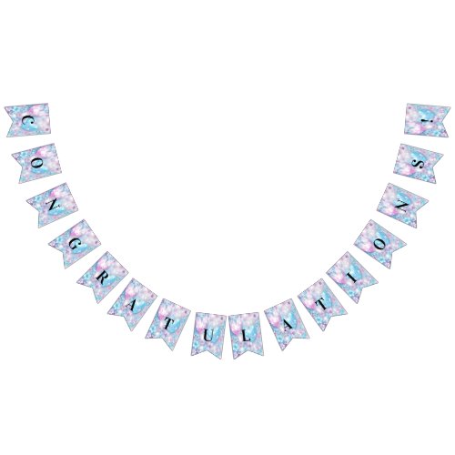 Pink Aqua Hearts and Flowers Bunting Flag