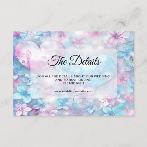Pink Aqua Hearts and Flowers Detail Enclosure Card