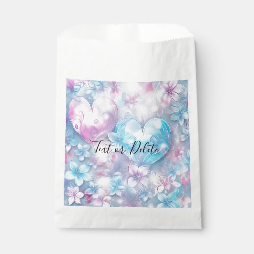 Pink Aqua Hearts and Flowers Favor Bag