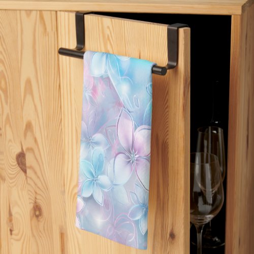 Pink Aqua Hearts and Flowers Kitchen Towels