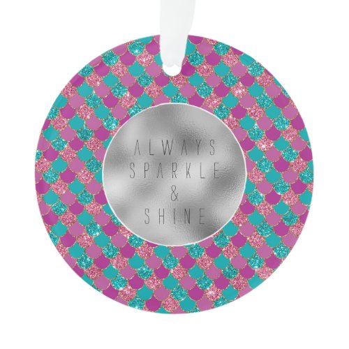 Pink Aqua Mint Mermaid Glitz Ornament
