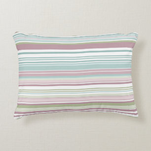 Pink, Aqua, mint, spring rain and mauve stripes Accent Pillow
