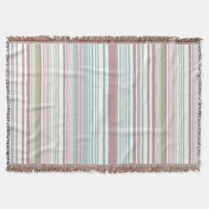 Pink, Aqua, mint, spring rain and mauve stripes Throw Blanket