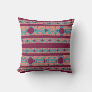 Pink Aqua on Fuschia Mediterranean Large Mosaics Throw Pillow