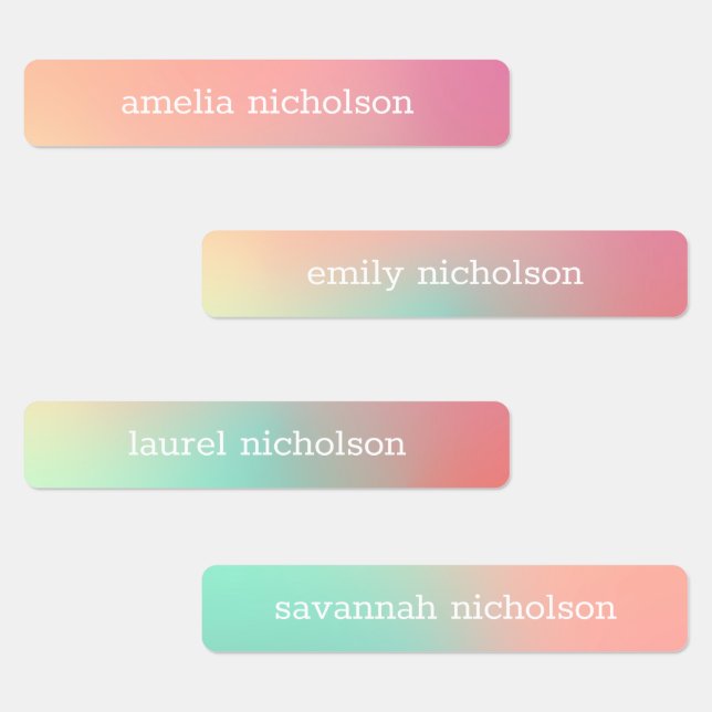 Pink Aqua Pastel Ombre Gradient Waterproof Labels (Group)