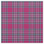 Pink &amp; Aqua plaid, with white/black stripe Fabric
