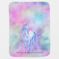 Pink Aqua Purple Unicorn   Baby Blanket