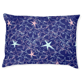 Pink Aqua Stars Blue Dog Bed