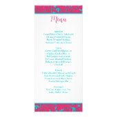Pink, Aqua Swirls Wedding/Anniversary Menu Card (Back)