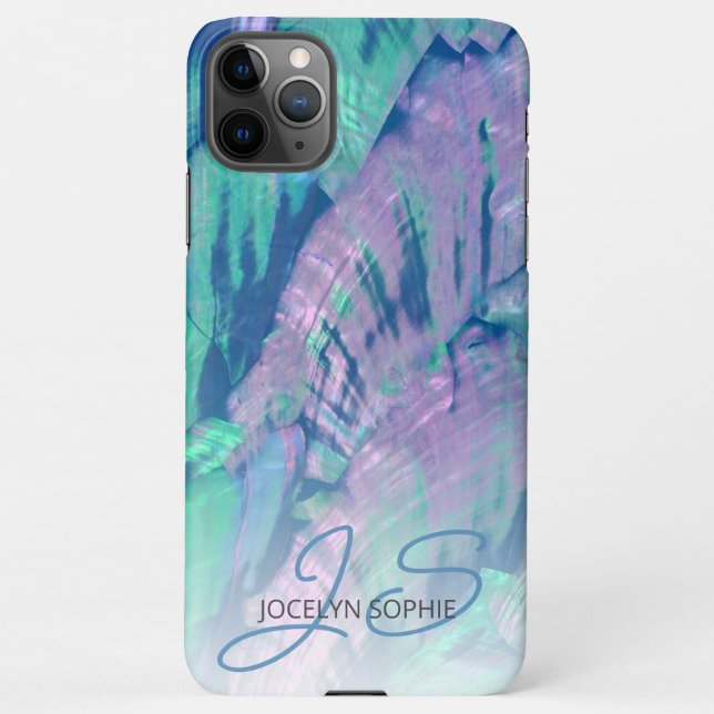 Pink Aqua Turquoise Blue Abalone Shell Pattern iPhone Case (Back)
