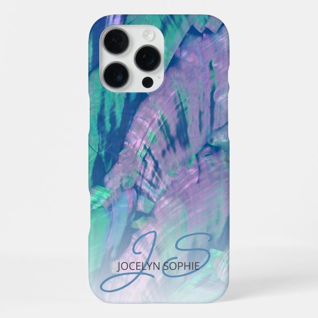 Pink Aqua Turquoise Blue Abalone Shell Pattern Iphone Case (Back)