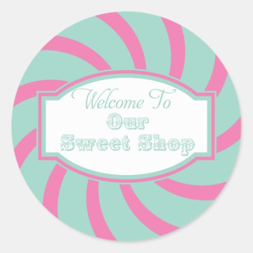 Pink Aqua Welcome to Our sweet shop Sticker