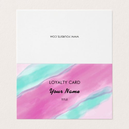 Pink Aquamarine Watercolor Professional Loyalty Business Card