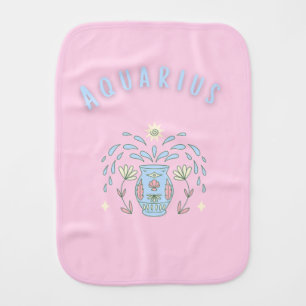 Pink Aquarius, zodiac, star sign print Baby Burp Cloth