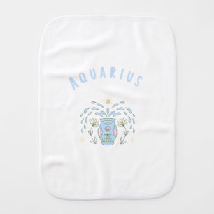 Pink Aquarius, zodiac, star sign print Baby Burp Cloth