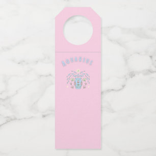 Pink Aquarius, zodiac, star sign print Bottle Hanger Tag