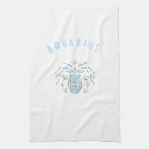 Pink Aquarius, zodiac, star sign print Kitchen Towel