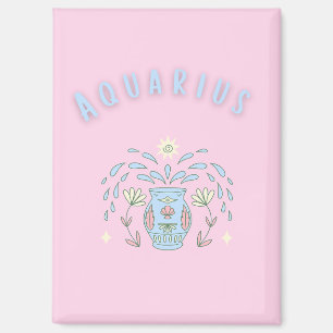 Pink Aquarius, zodiac, star sign print Magnet