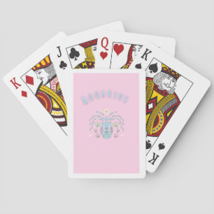 Pink Aquarius, zodiac, star sign print Poker Cards