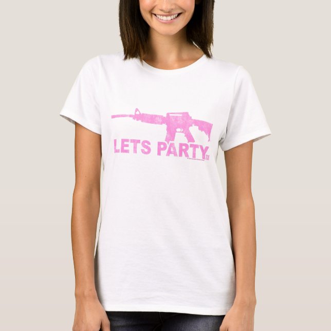 Pink AR15 Lets Party Worn Look T-Shirt (Front)