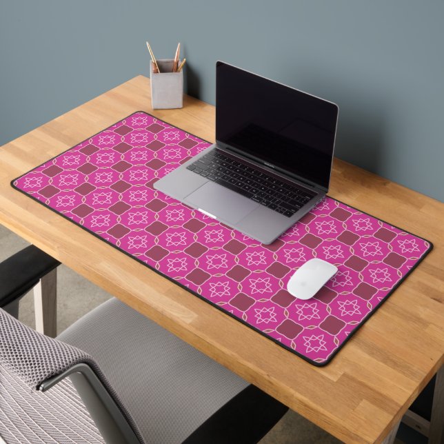 Pink Arabesque Star Floral Seamless Pattern Desk Mat (Office 2)