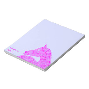 Pink Arabian Horse Head Personalized Light Blue Notepad