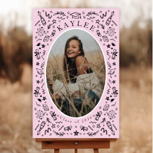 Pink Arch Graduation Welcome Sign