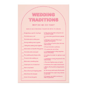 Pink arch wedding traditions bridal shower game flyer