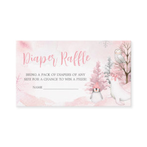 Pink Arctic Animals Baby Shower Diaper Raffle Enclosure Card