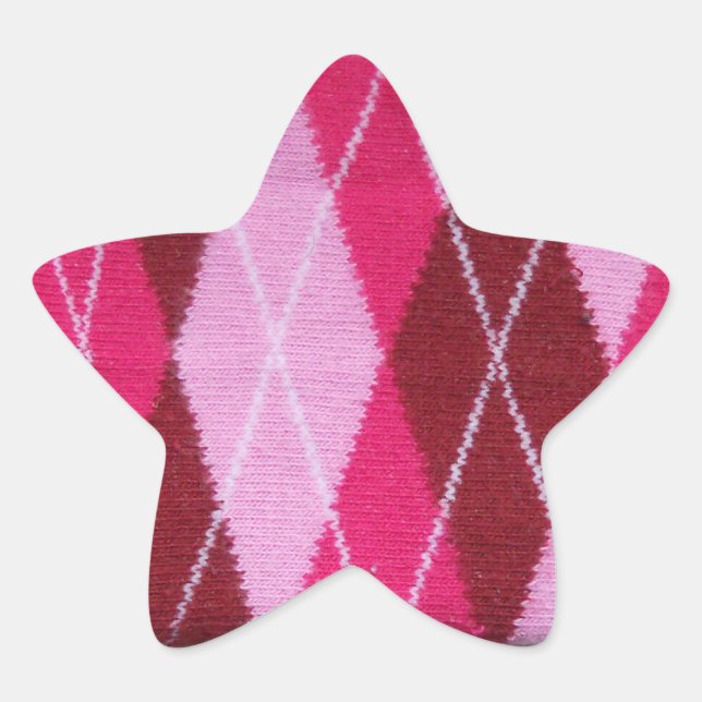 Pink Argyle Coziness Star Sticker (Front)