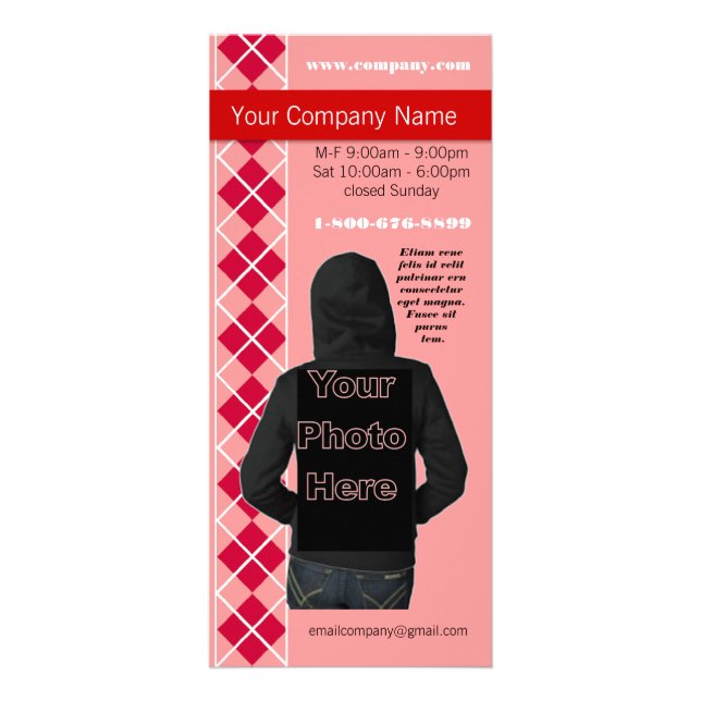 Pink Argyle Fashion Diva Rack Card (Front)