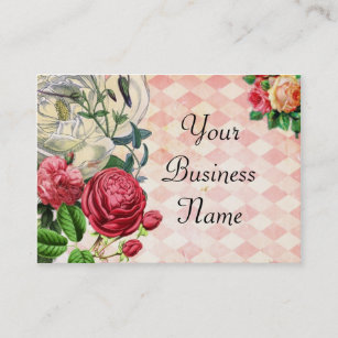 Pink Argyle Floral Business Card