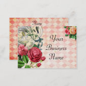 Pink Argyle Floral Business Card (Front/Back)