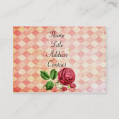 Pink Argyle Floral Business Card (Back)