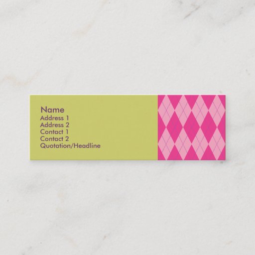 Customizable Pink Argyle Business Card Template
