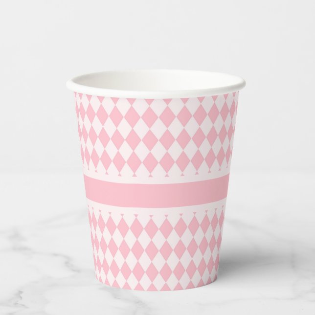 Pink Argyle   Paper Cups (Front)