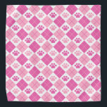 Pink Argyle Paw Print Pattern Bandana<br><div class="desc">Introducing our stylish pink and white argyle design featuring adorable paw prints, the perfect blend of sophistication and pet-inspired charm. This eye-catching design combines the classic argyle pattern with playful paw prints, creating a unique and fashionable look. The argyle pattern exudes a timeless and refined aesthetic, while the whimsical paw...</div>