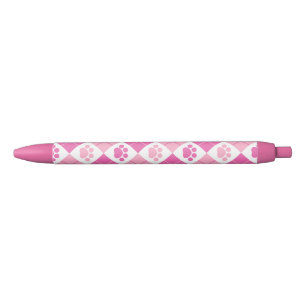 Pink Argyle Paw Print Pattern Pen